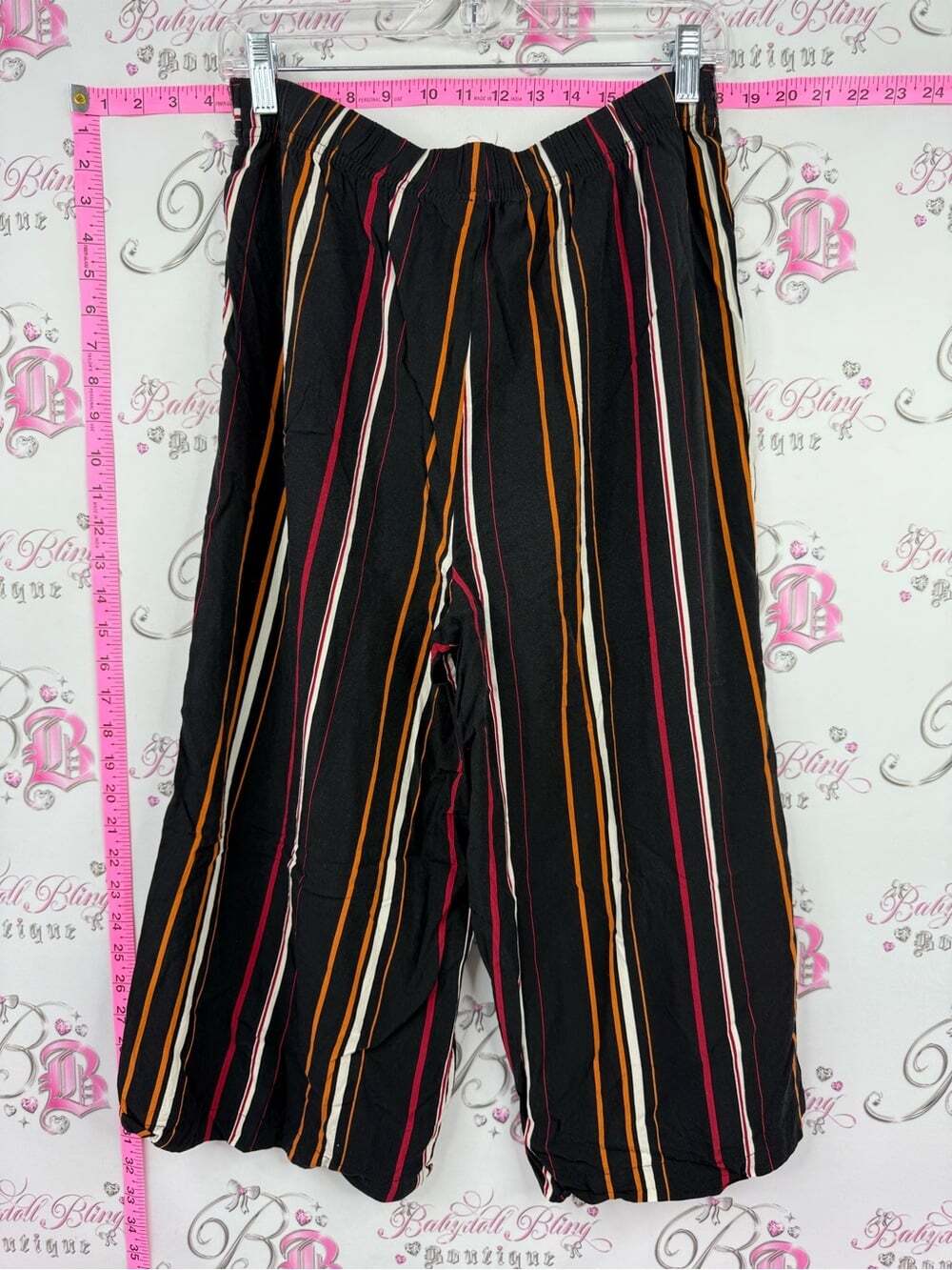 INC wide leg pants Black Stripe Elastic-Waist Wide Leg Pants